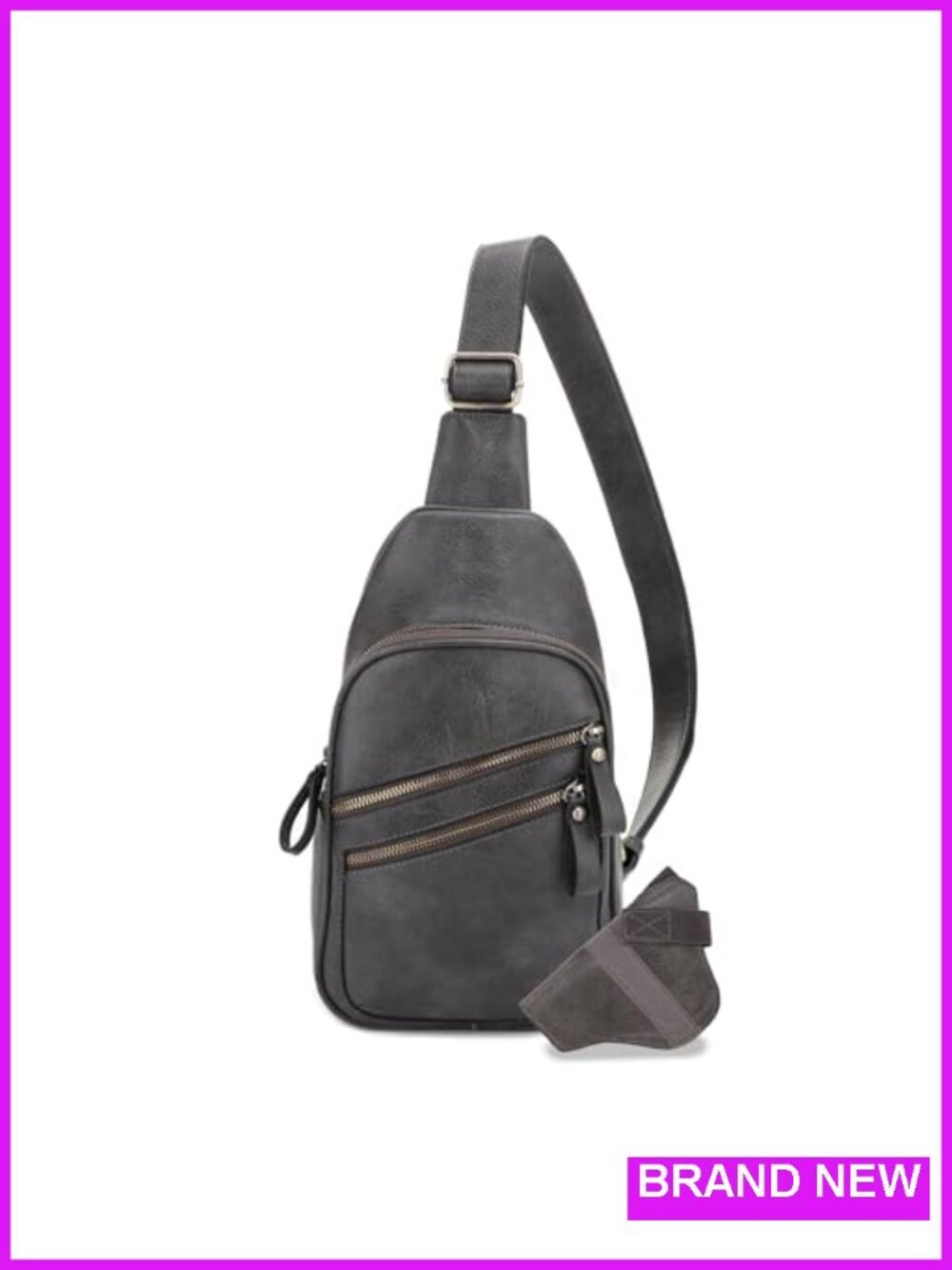 Faux Leather Multi-Pocket Concealed Carry Sling Bag Crossbody Backpack Purse